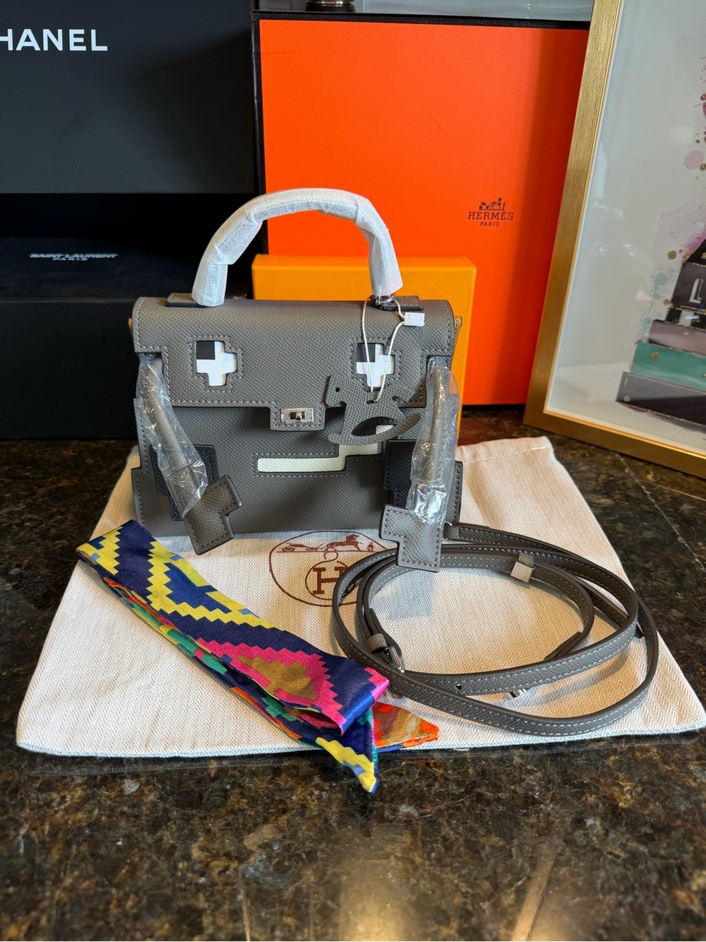 KDoll Style Top-Handle Bag in Gray